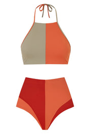 Culotte LANGOSTA, cintura alta, Naranja Papaya & Rojo Cangrejo | SURO