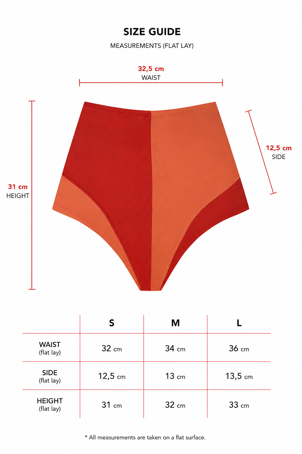 Culotte LANGOSTA, cintura alta, Naranja Papaya & Rojo Cangrejo | SURO