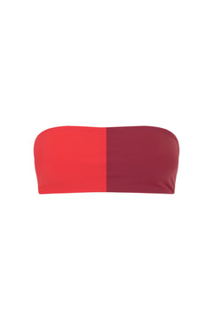 Bandeau Bikini Top DOMINO, Coral & Rosewood | SURO
