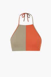 Top POLO, halter, Naranja Papaya y Verde Salvia | SURO